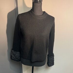 Zara Black Sweater with Faux Fur Cuffs